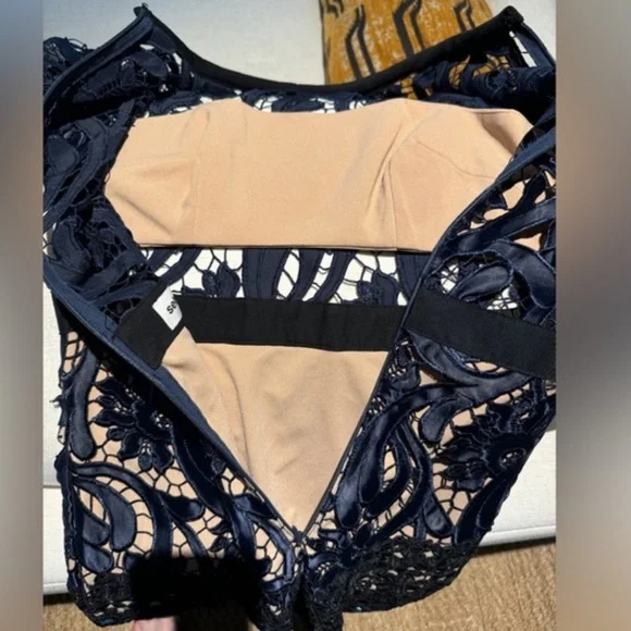 Self Portrait Blue Prairie Lace Guipure Midi Dress - size 8 - Picture 5 of 5